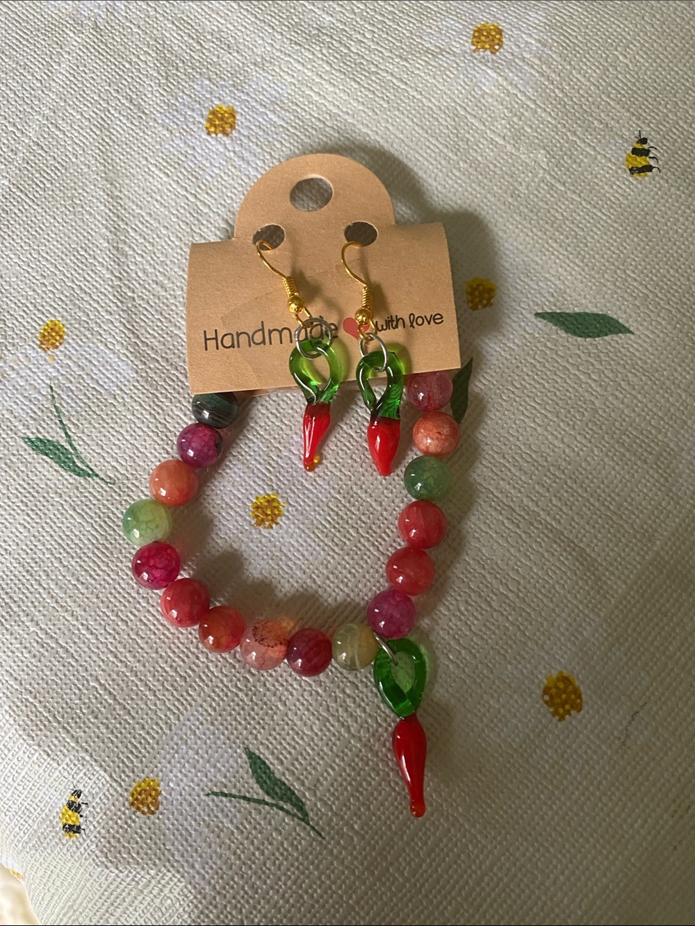 Pepper bracelet and earrings set